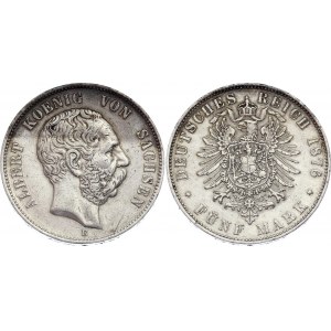 Germany - Empire Saxony 5 Mark 1876 E