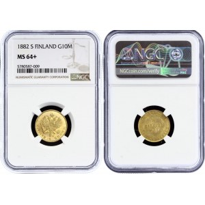 Russia - Finland 10 Markkaa 1882 S R NGC MS64+