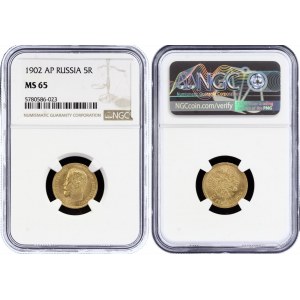 Russia 5 Roubles 1902 AP NGC MS65