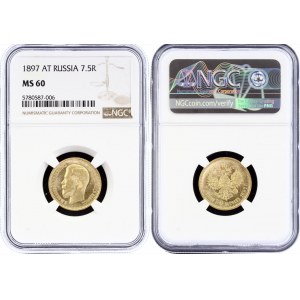 Russia 7.5 Roubles 1897 АГ NGC MS60