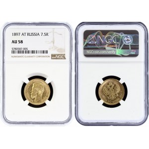 Russia 7.5 Roubles 1897 АГ NGC AU58