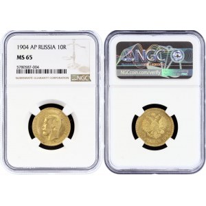 Russia 10 Roubles 1904 AP NGC MS65