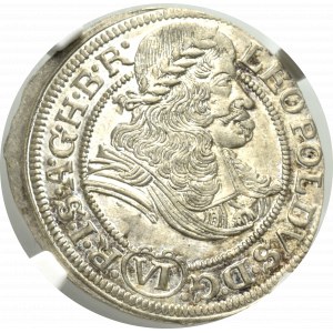 Śląsk pod panowaniem Habsburgów, Leopold I, 6 krajcarów 1673, Wrocław - NGC MS64