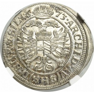 Śląsk pod panowaniem Habsburgów, Leopold I, 6 krajcarów 1673, Wrocław - NGC MS64