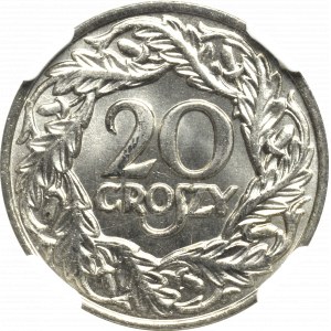 II RP, 20 groszy 1923 - NGC MS65