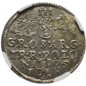 Zygmunt III Waza, Trojak 1595, Olkusz - nieopisany NGC UNC Details