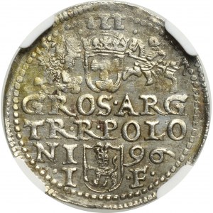 Zygmunt III Waza, Trojak 1596, Olkusz - nieopisany POLO...LI NGC UNC Details