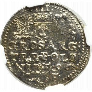 Sigismund III, 3 groschen 1596, Olcusia - NGC UNC Details