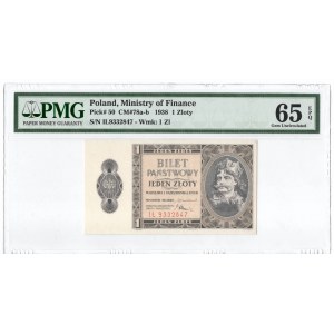 II RP, 1 złoty 1938 IŁ - PMG 65EPQ