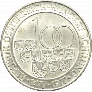 Austria, 100 schillings 1977 - 500 years of Hall mint