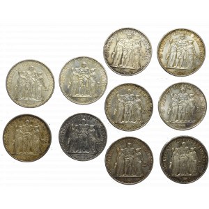 Francja, Zestaw 10 franków 1965-70 (10 egz)