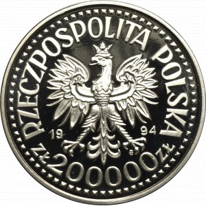 III RP, 200.000 złotych 1994 Zygmunt I Stary - popiersie Próba Ni