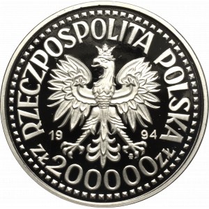 III RP, 200.000 złotych 1994 Zygmunt I Stary - półpostać Próba Ni