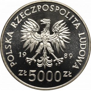 PRL, 5.000 złotych 1989 Jagiełło - popiersie Próba Ni