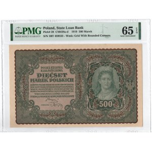 II RP, 500 marek polskich 1919 I SERJA BT - PMG 65EPQ