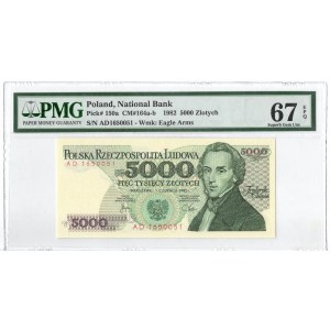 PRL, 5000 złotych 1982 AD - PMG 67EPQ