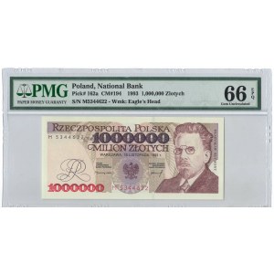 1 mln złotych 1993 M - PMG 66EPQ