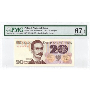 PRL, 20 złotych 1982 M - PMG 67EPQ