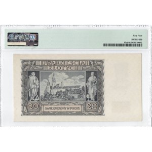 GG, 20 złotych 1940 - rzadsza seria O - WWII London Counterfeit - PMG 64