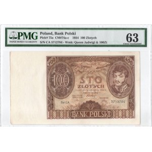 II RP, 100 złotych 1934 CA. - PMG 63