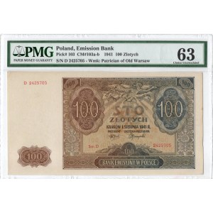 GG, 100 złotych 1941 D - PMG 63