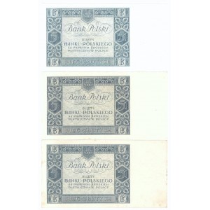 II RP, 5 złotych 1930 BF, DN, BE - zestaw (3 egzemplarze)
