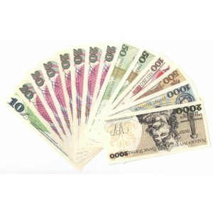 PRL, Zestaw banknotów 10-2000 złotych (14 egzemplarzy)