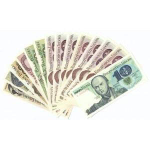 PRL, Zestaw banknotów 10-2000 złotych (14 egzemplarzy)
