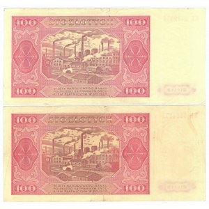 PRL, 100 złotych 1948 KK i KM- zestaw (2 egzemplarze)