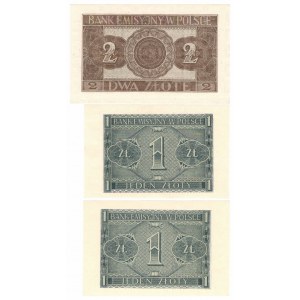 GG, 1-2 złoty 1941 - zestaw (3 egzemplarze)