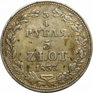 Poland under Russia, Nicholas I, 3/4 rouble=5 zloty 1837 Warsaw