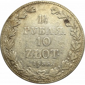 Zabór rosyjski, Mikołaj I, 1-1/2 rubla=10 złotych 1835 MW, Warszawa - rzadkie