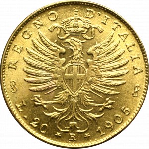 Italy, 20 lira 1905