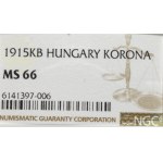 Węgry, 1 korona 1915 - NGC MS66