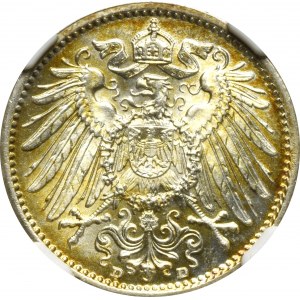 Niemcy, 1 marka 1914 D, Monachium - NGC MS67