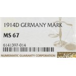 Niemcy, 1 marka 1914 D, Monachium - NGC MS67