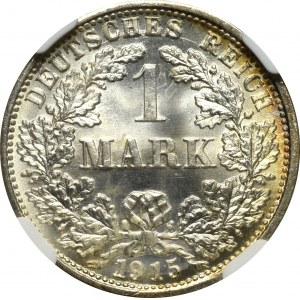 Germany, 1 mark 1915 F, Stuttgart - NGC MS67