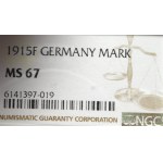 Germany, 1 mark 1915 F, Stuttgart - NGC MS67