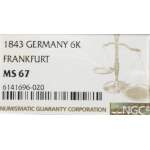 Niemcy, Frankfurt, 6 krajcarów 1843 - NGC MS67
