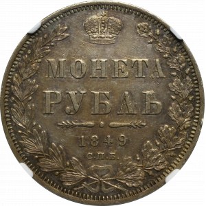 Rosja, Mikołaj I, Rubel 1849 ПА - NGC UNC Det.
