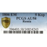 Russia, Alexander I, 5 kopecks 1806 - PCGS AU58
