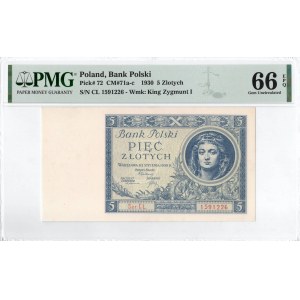 II RP, 5 złotych 1930 CL. - PMG 66EPQ