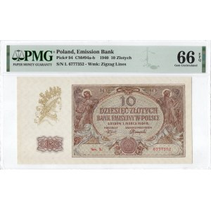GG, 10 złotych 1940 L - PMG 66EPQ