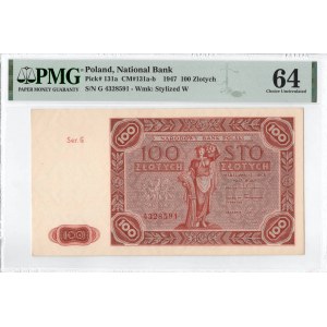 PRL, 100 złotych 1947 G - PMG 64