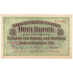 Poznań, 3 ruble 1916, krótka klauzula