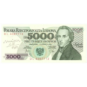 PRL, 5000 złotych 1982 DL - z autografem Heidricha