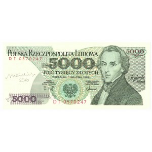 PRL, 5000 złotych 1988 DT - z autografem Heidricha