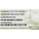 III RP, 20 złotych 2003 Węgorz europejski - NGC PF 69 Ultra Cameo