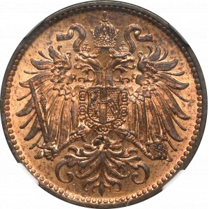 Austria, Franciszek Józef, 2 hellery 1914 - NGC MS65 RB
