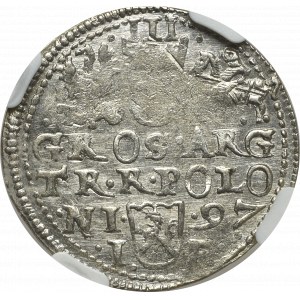 Sigismund III, 3 groschen 1597, Olcusia - NGC AU55